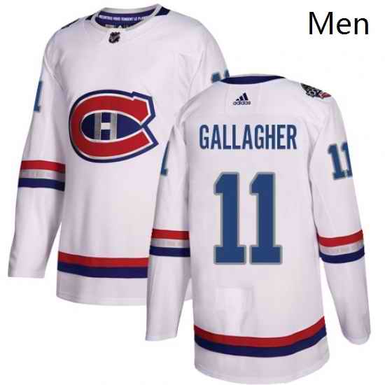 Mens Adidas Montreal Canadiens 11 Brendan Gallagher Authentic White 2017 100 Classic NHL Jersey